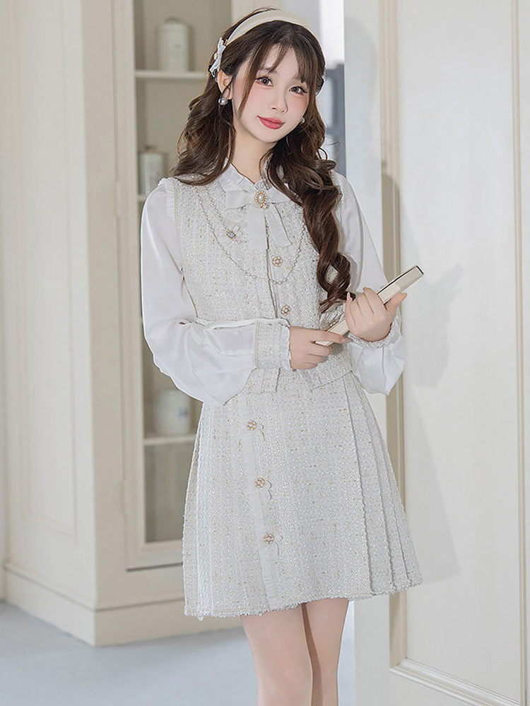 Ming Dynasty Style Hanfu Set Fashionable Pleated Skirt for Girls Everyday Spring Wear