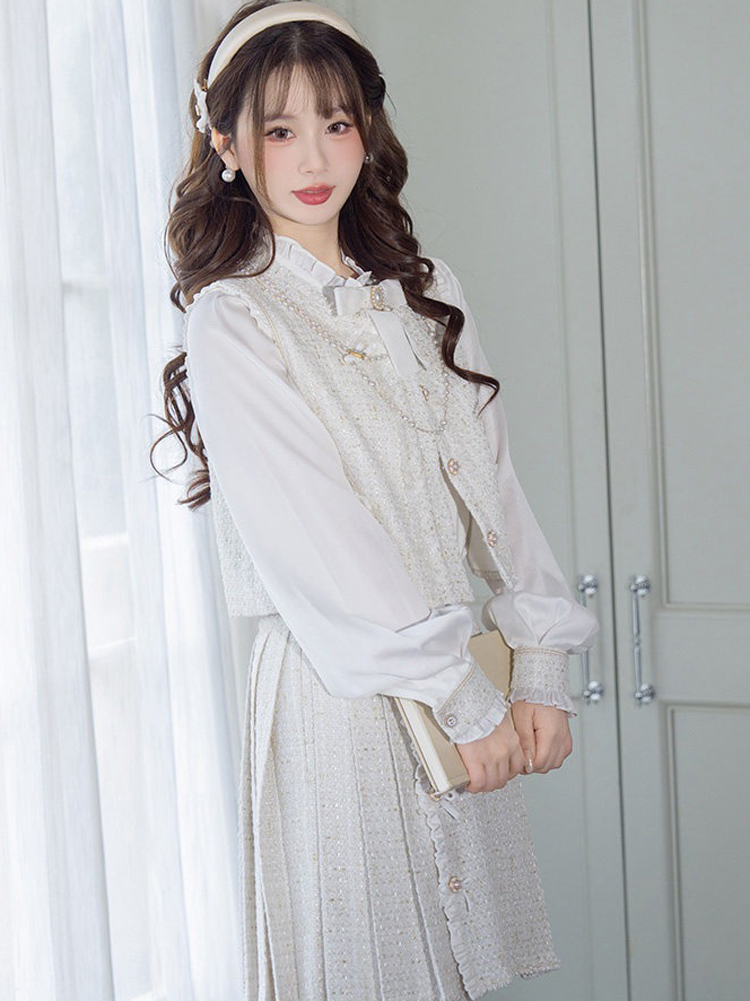 Ming Dynasty Style Hanfu Set Fashionable Pleated Skirt for Girls Everyday Spring Wear