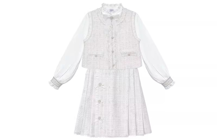 Ming Dynasty Style Hanfu Set Fashionable Pleated Skirt for Girls Everyday Spring Wear