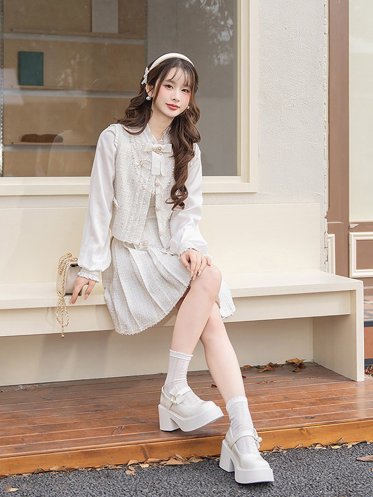 Ming Dynasty Style Hanfu Set Fashionable Pleated Skirt for Girls Everyday Spring Wear