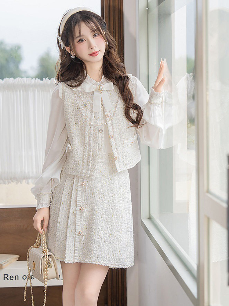 Ming Dynasty Style Hanfu Set Fashionable Pleated Skirt for Girls Everyday Spring Wear