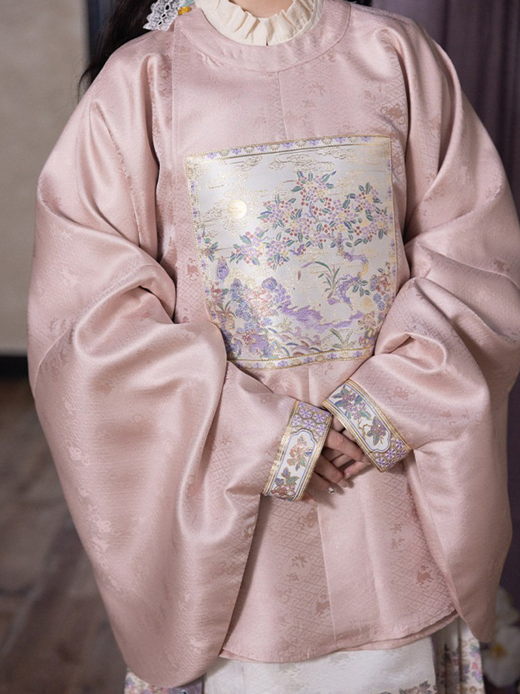 Ming Dynasty Women Hanfu Set Round-Neck Aoqun Set