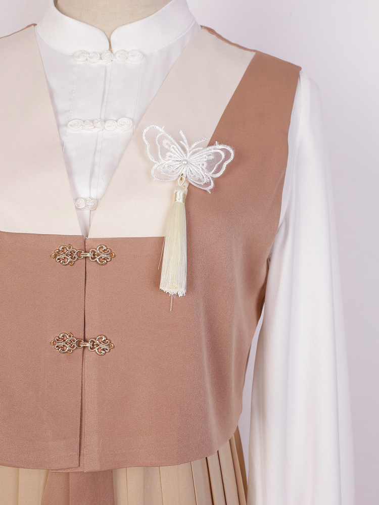 Modern Everyday Hanfu Spring Dress with Vest Vintage Set