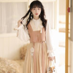 Modern Everyday Hanfu Spring Dress with Vest Vintage Set