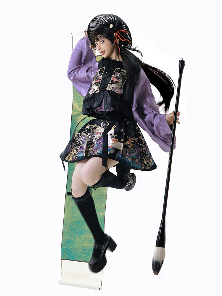 Modern Woman Ming Dynasty Style Short Hanfu Mamian Qun