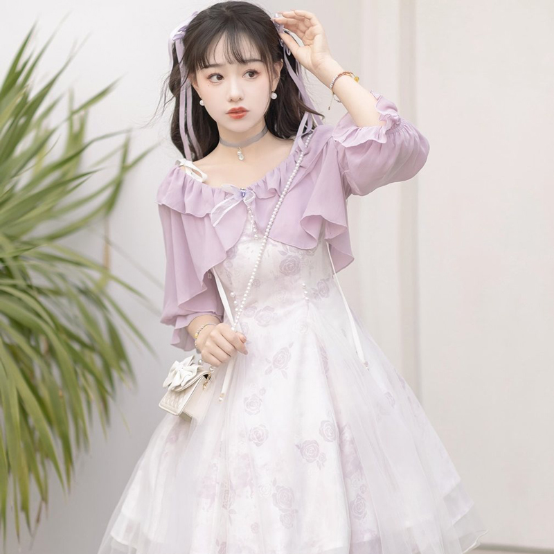Modern-Women-Dress-Purple-Daily-Short-Dress-Hanfu-Elements-1 Modern Women Dress Purple Daily Short Dress Hanfu Elements