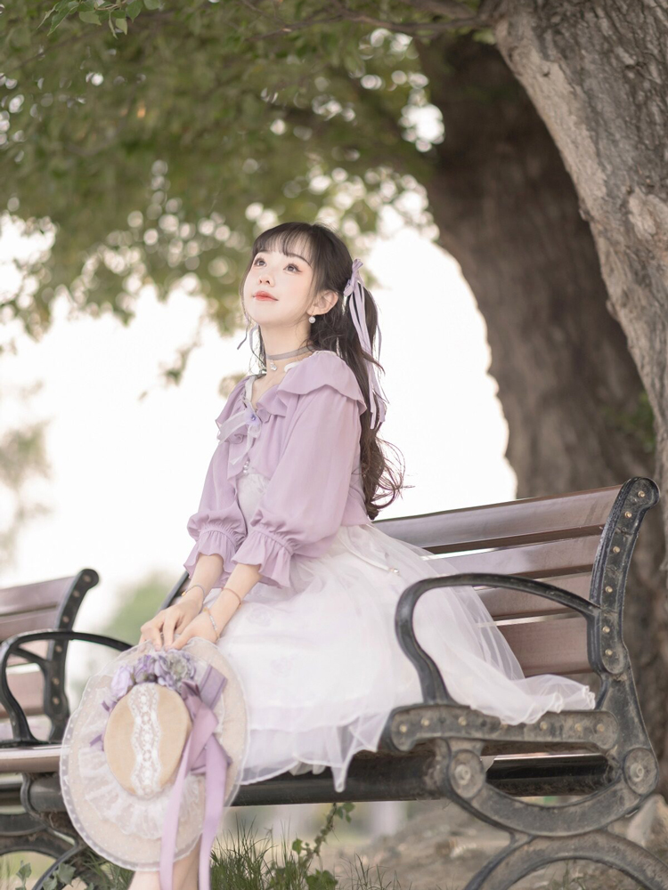 Modern Women Dress Purple Daily Short Dress Hanfu Elements