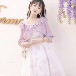 Modern Women Dress Purple Daily Short Dress Hanfu Elements