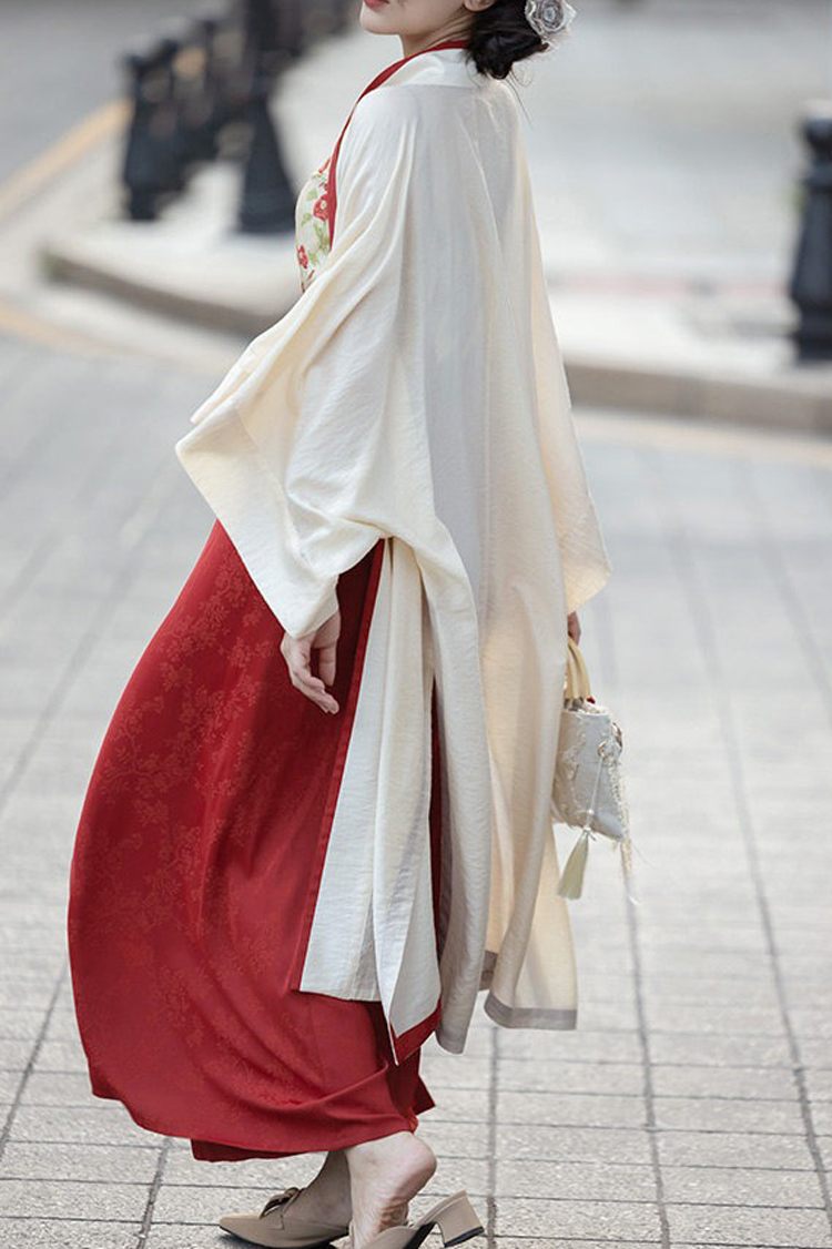 Song Dynasty Women Hanfu Red Summer Street Style