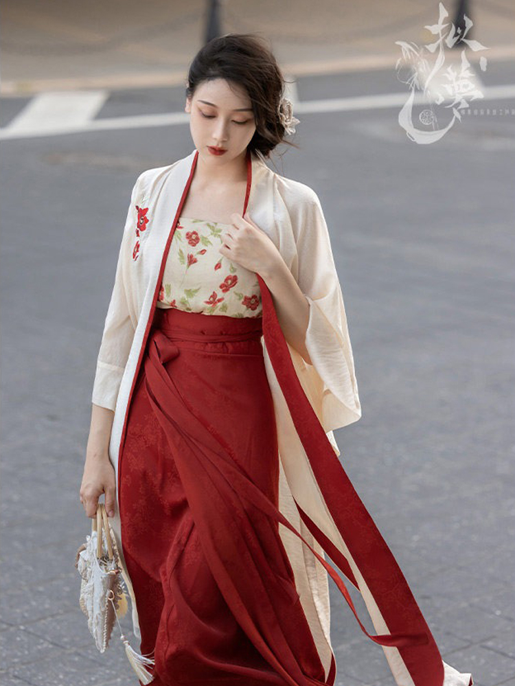 Song Dynasty Women Hanfu Red Summer Street Style