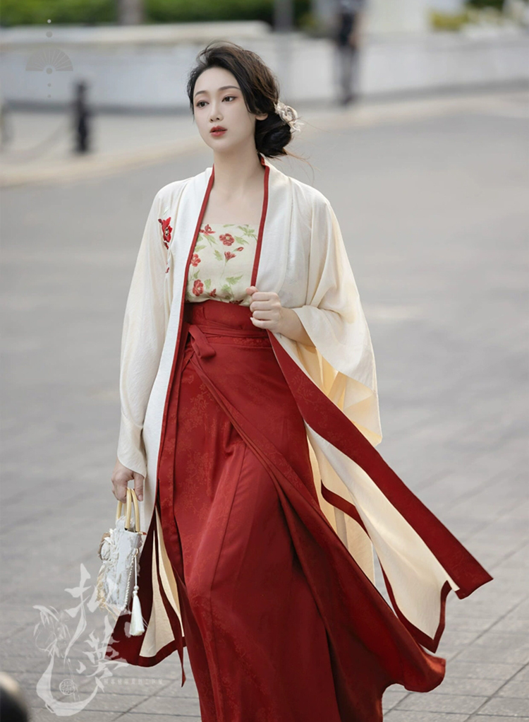 Song Dynasty Women Hanfu Red Summer Street Style