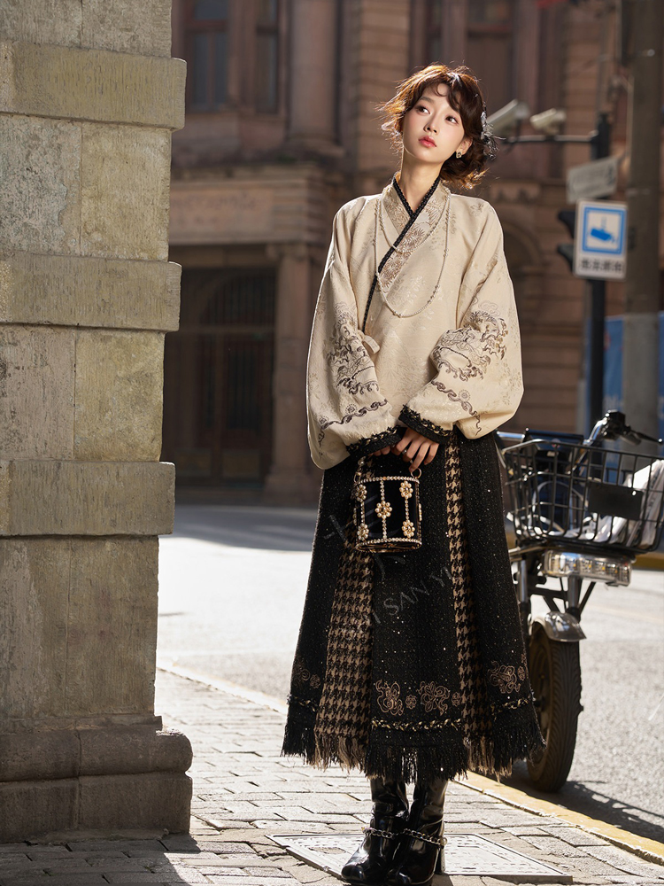 Spring Ming Dynasty Style Hanfu Set Black Fashionable Hanyuansu Women Attire