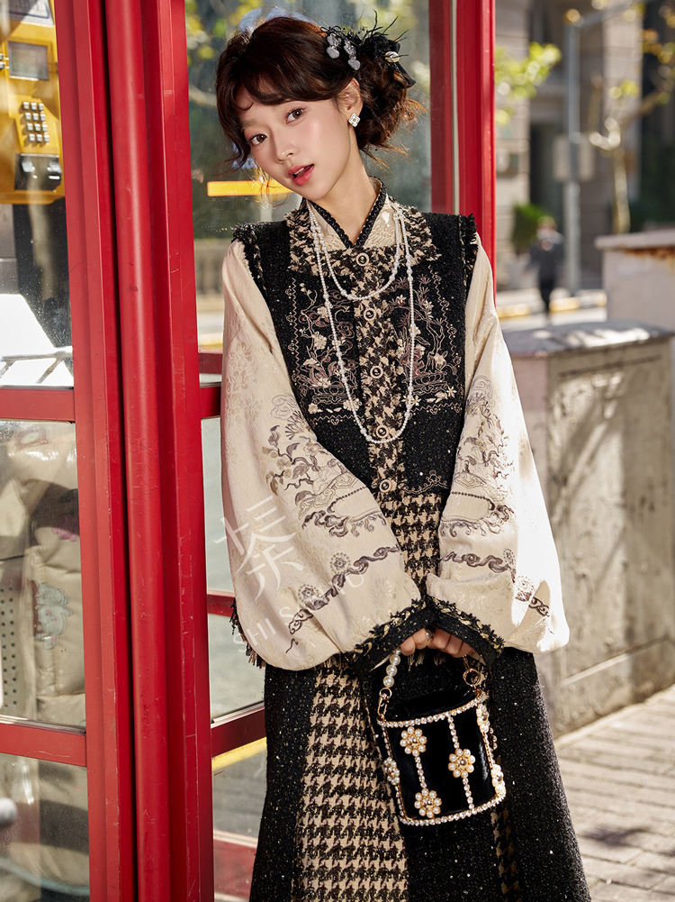 Spring Ming Dynasty Style Hanfu Set Black Fashionable Hanyuansu Women Attire