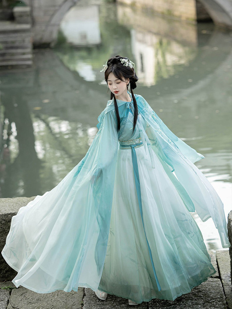 Spring Women Hanfu Qiyao Ruqun Wuxia Cape