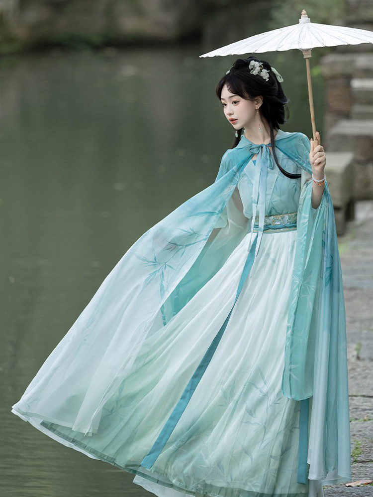 Spring Women Hanfu Qiyao Ruqun Wuxia Cape