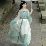 Spring Women Hanfu Qiyao Ruqun Wuxia Cape
