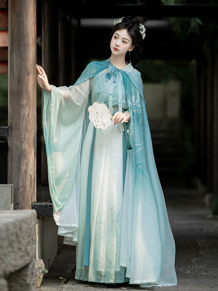 Spring Women Hanfu Qiyao Ruqun Wuxia Cape