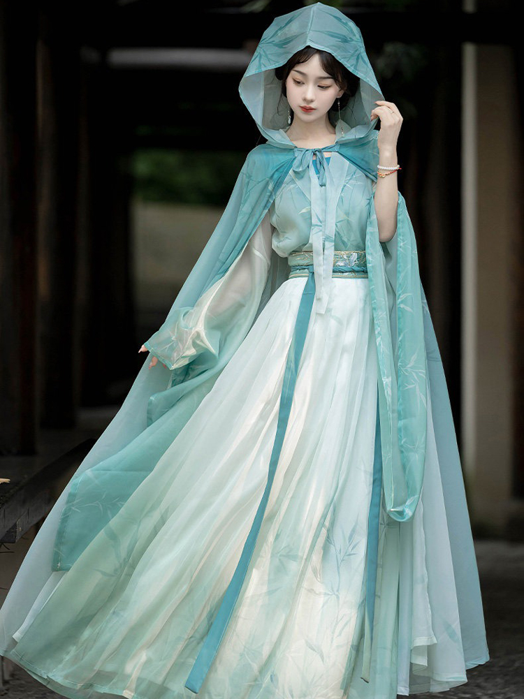 Spring Women Hanfu Qiyao Ruqun Wuxia Cape