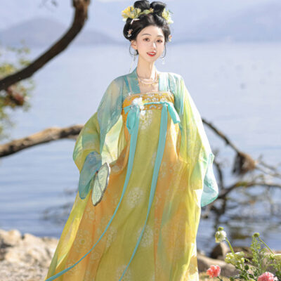 Spring Women Hanfu Stunning Tang Dynasty Qixiong Shanqun Set