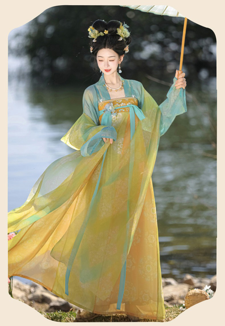 Spring Women Hanfu Stunning Tang Dynasty Qixiong Shanqun Set