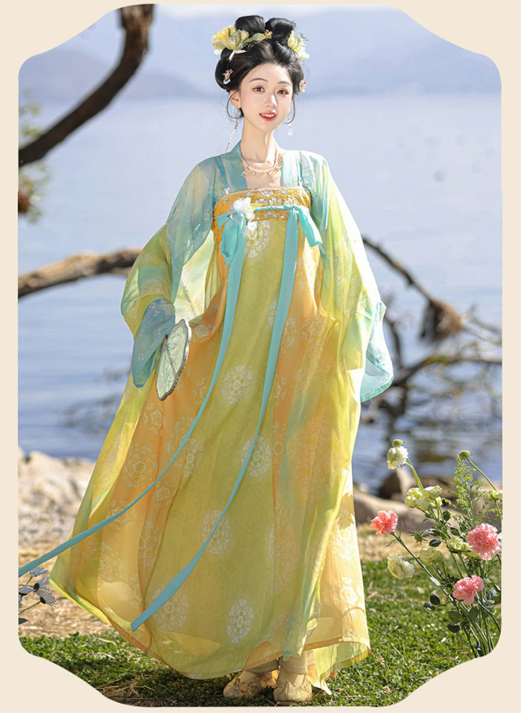 Spring Women Hanfu Stunning Tang Dynasty Qixiong Shanqun Set