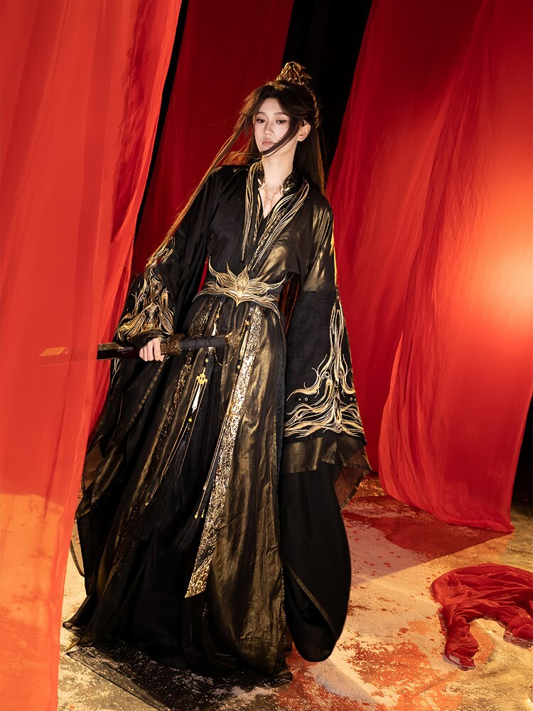 Wei-Jin Style Martial Arts Hanfu Embroidered Wide-Sleeved Robe Male Lead Costume