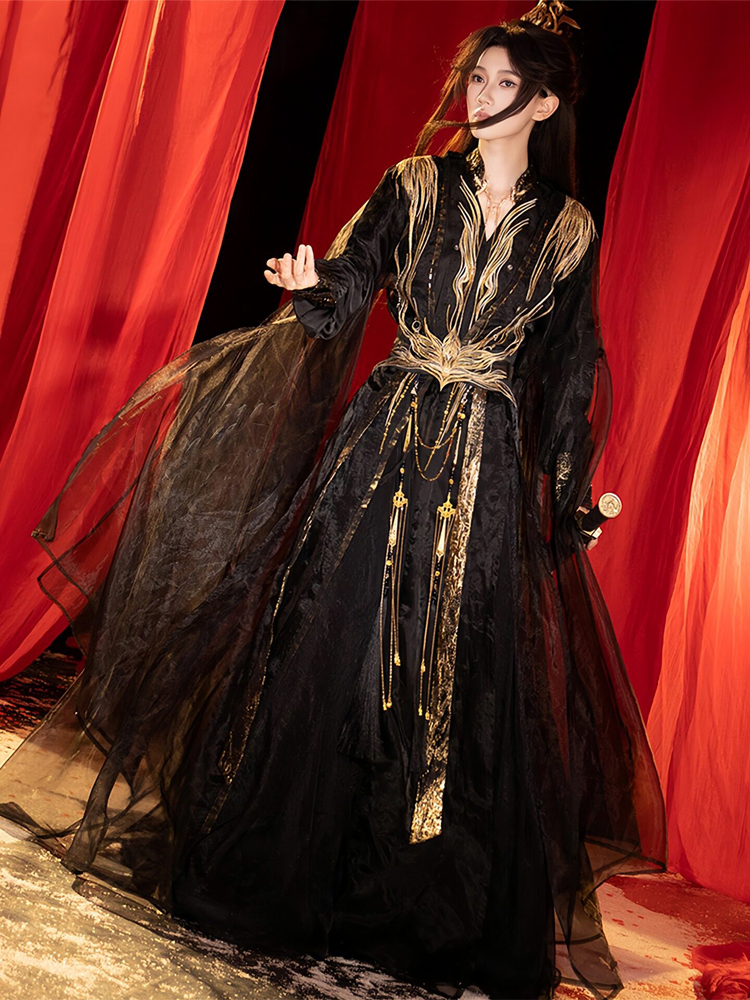 Wei-Jin Style Martial Arts Hanfu Embroidered Wide-Sleeved Robe Male Lead Costume