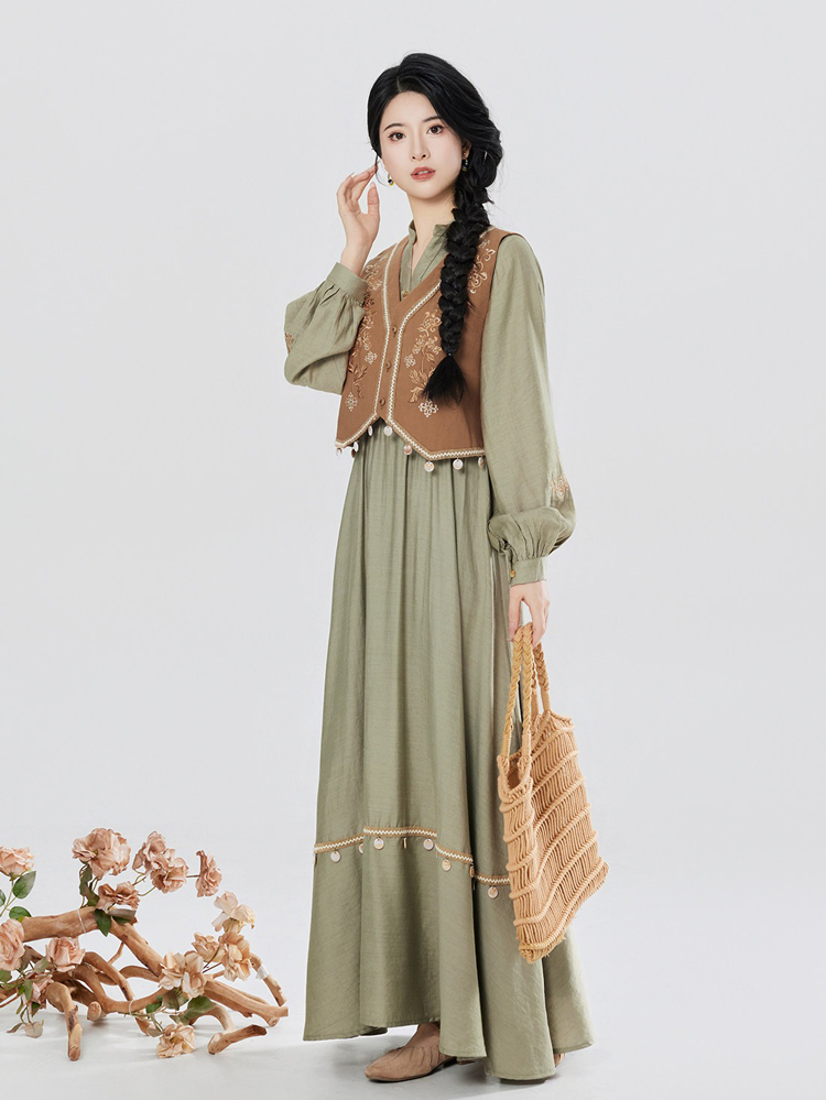 Women Casual Hanfu Set Loose-Fit Dress for Everyday Wear