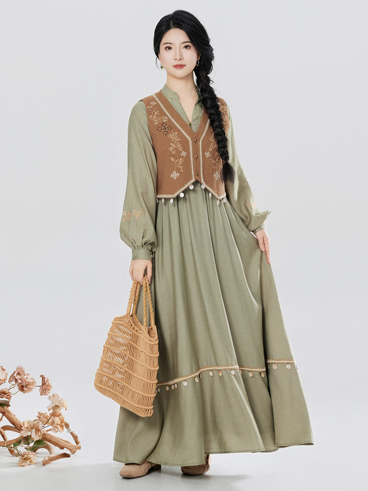Women Casual Hanfu Set Loose-Fit Dress for Everyday Wear