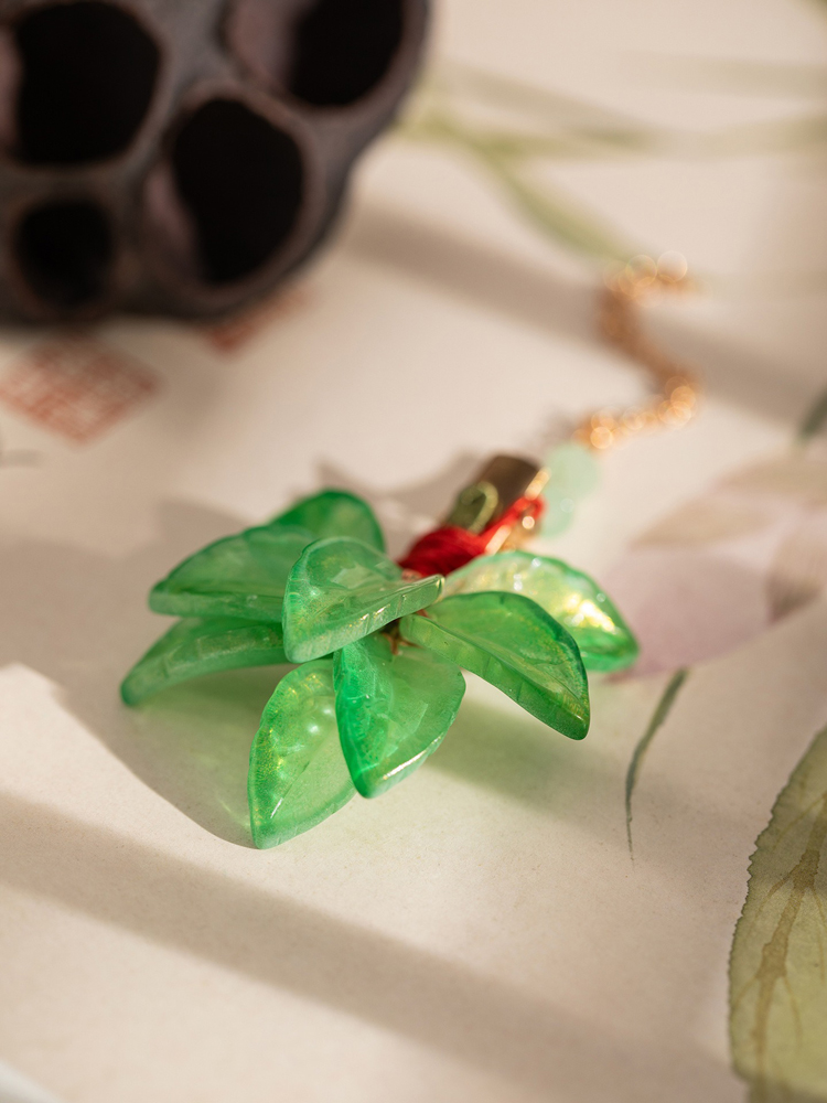 Women Hanfu Hair Clip Pomelo Leaf Fresh Fringe Hair Accessory