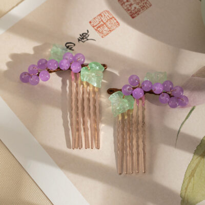 Women Hanfu Hair Clip Simple Purple Grape Hair Accessory
