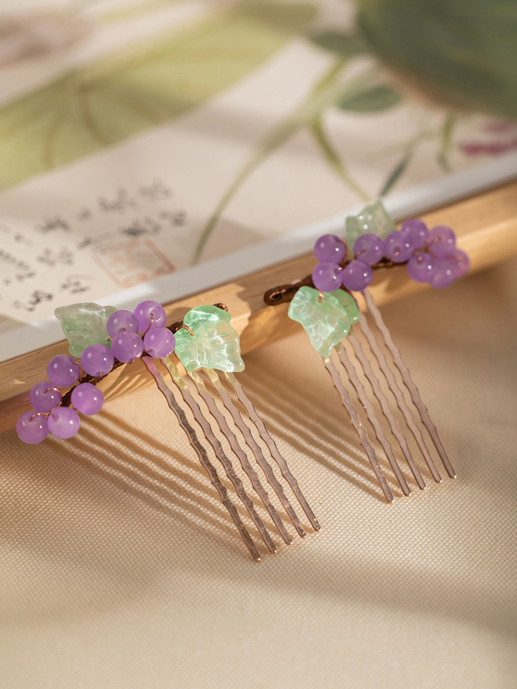 Women Hanfu Hair Clip Simple Purple Grape Hair Accessory