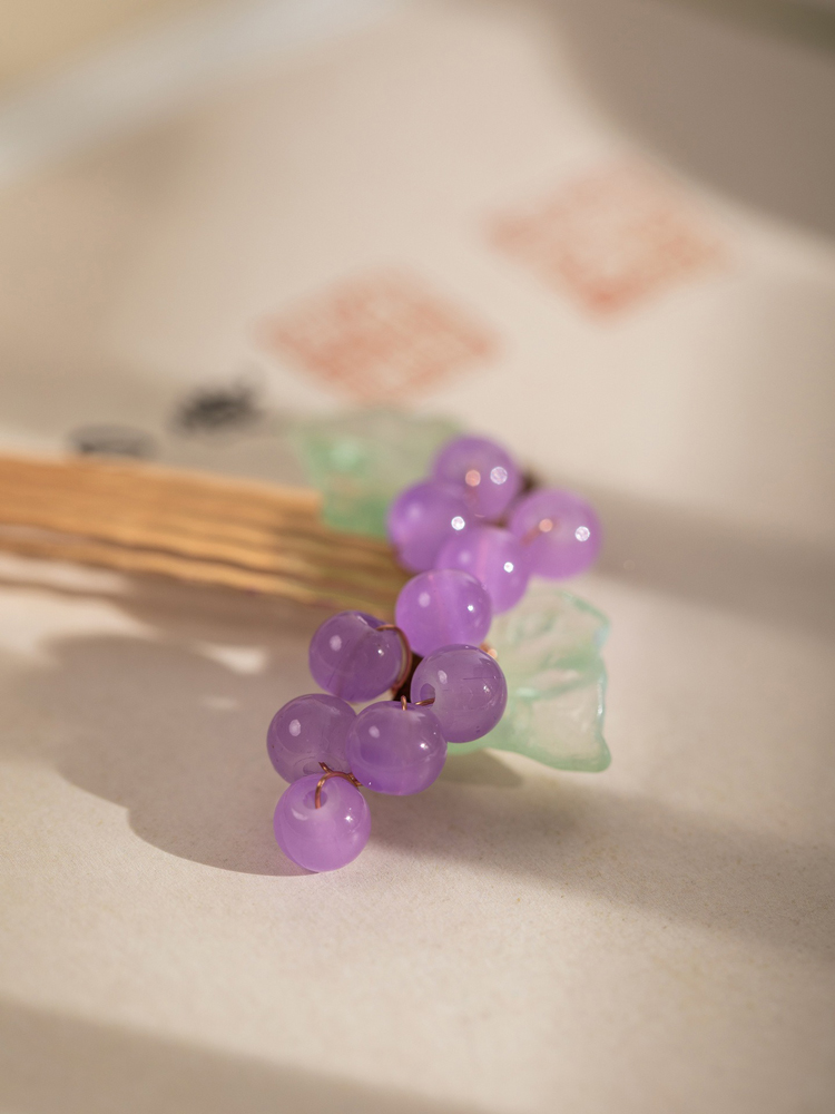 Women Hanfu Hair Clip Simple Purple Grape Hair Accessory