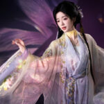 Women Long Song Dynasty Style Hanfu with Embroidered Gradient-Patterned Wide Sleeves