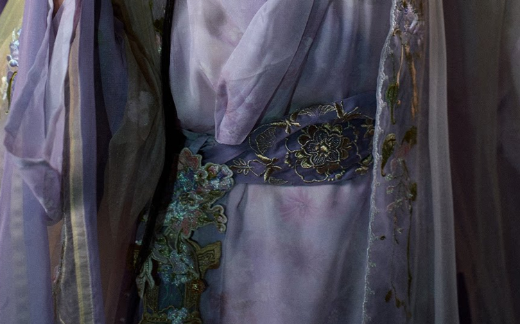 Women Long Song Dynasty Style Hanfu with Embroidered Gradient-Patterned Wide Sleeves