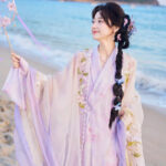 Women Long Song Dynasty Style Hanfu with Embroidered Gradient-Patterned Wide Sleeves