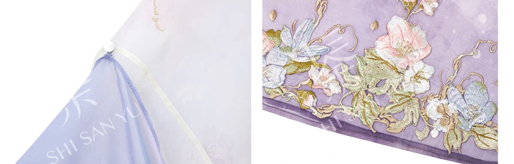 Women Long Song Dynasty Style Hanfu with Embroidered Gradient-Patterned Wide Sleeves