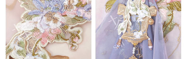 Women Long Song Dynasty Style Hanfu with Embroidered Gradient-Patterned Wide Sleeves