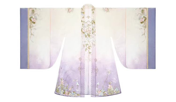 Women Long Song Dynasty Style Hanfu with Embroidered Gradient-Patterned Wide Sleeves