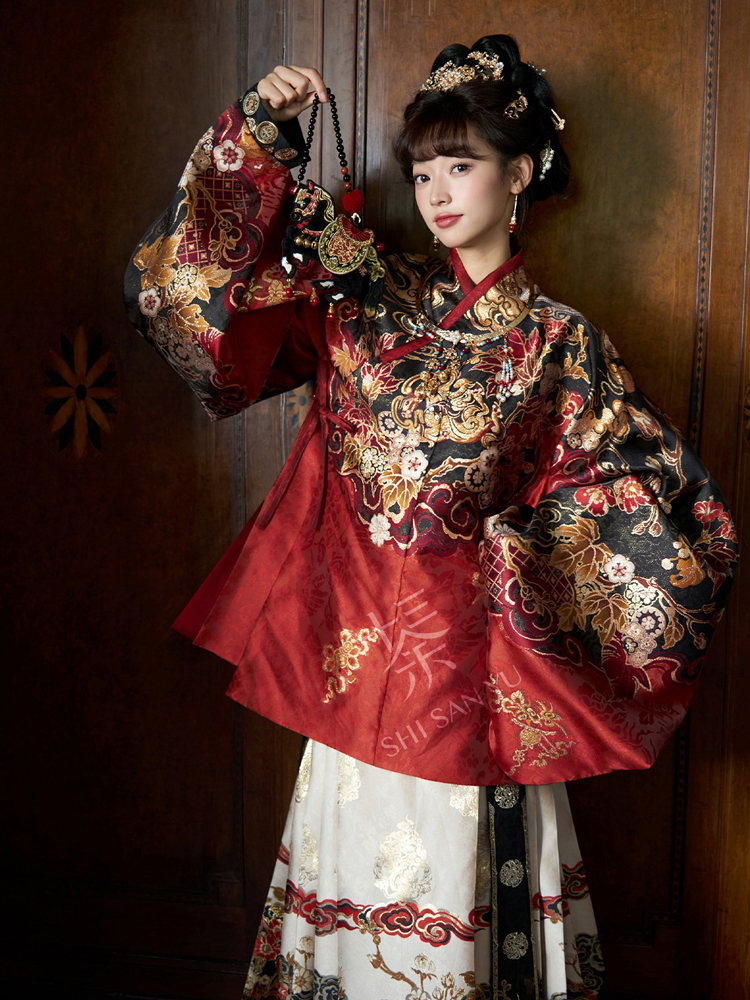 Women Ming Dynasty Hanfu Noble Mamian Qun Ensemble for Horse Year