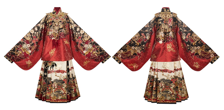 Women Ming Dynasty Hanfu Noble Mamian Qun Ensemble for Horse Year