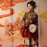 Women Ming Dynasty Hanfu Noble Mamian Qun Ensemble for Horse Year