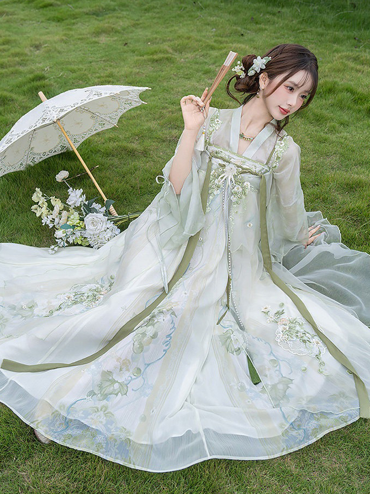 Women Spring Hanfu Tang Dynasty Style Qixiong Shanqun Casual Cute Set