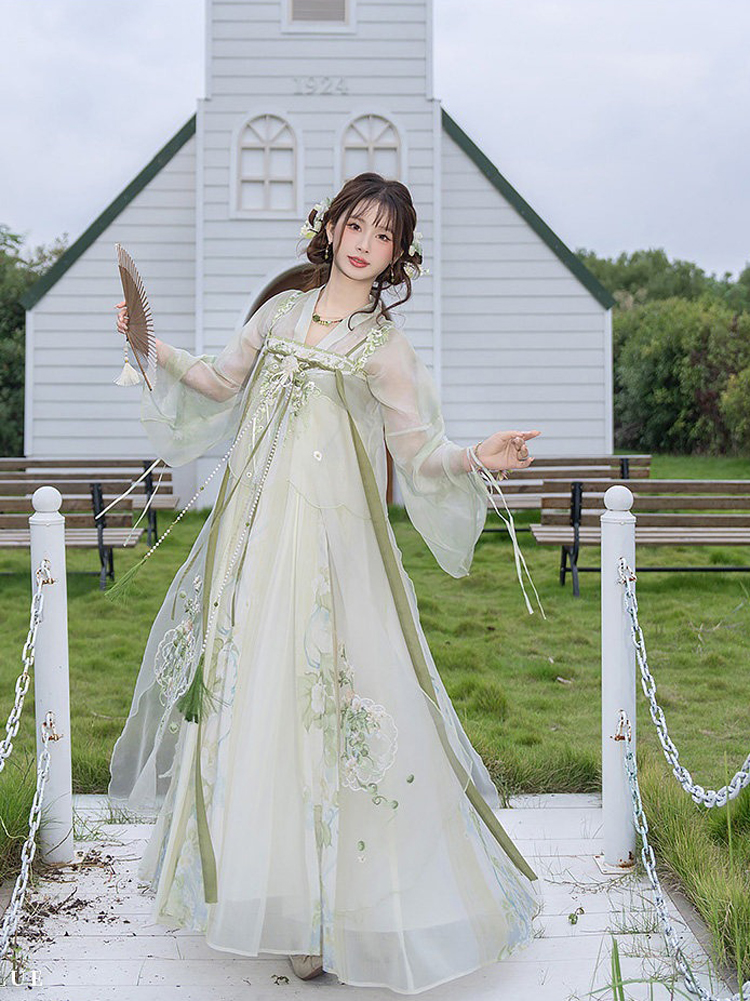 Women Spring Hanfu Tang Dynasty Style Qixiong Shanqun Casual Cute Set