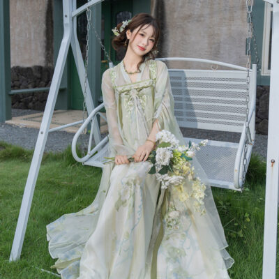 Women Spring Hanfu Tang Dynasty Style Qixiong Shanqun Casual Cute Set