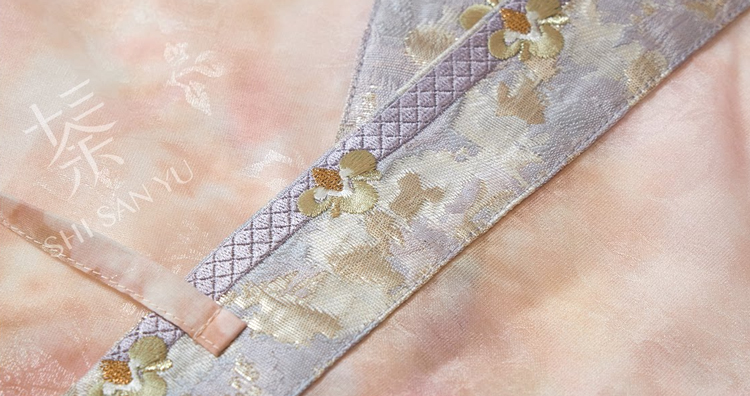 Women Tang Dynasty Hanfu Qixiong Shanqun Pink Iridescent Set