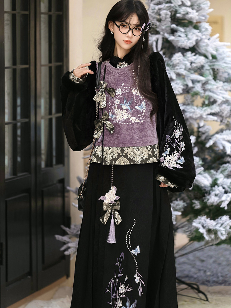 Women Winter Hanfu Thickened Fashionable Ming Dynasty Style Set