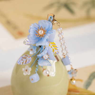 Blue Petal Hair Clip Buyao Cute Style Hanfu Accessory
