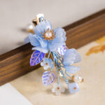 Blue Petal Hair Clip Buyao Cute Style Hanfu Accessory
