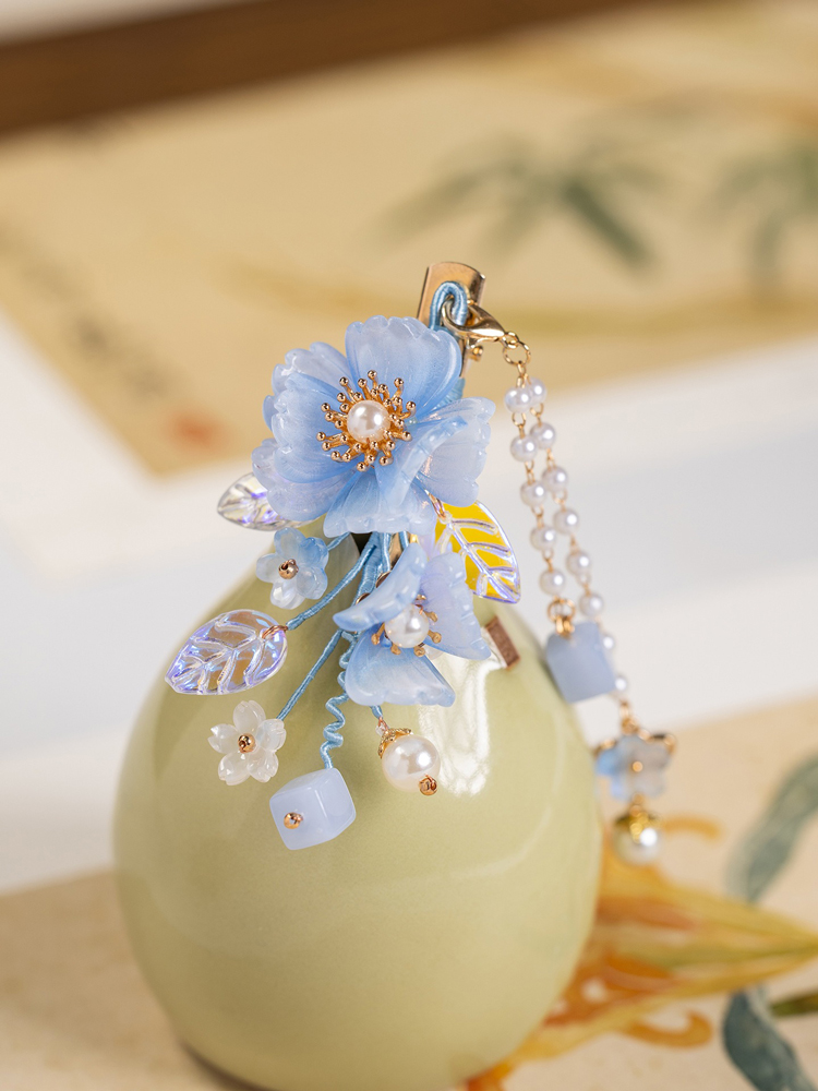 Blue Petal Hair Clip Buyao Cute Style Hanfu Accessory